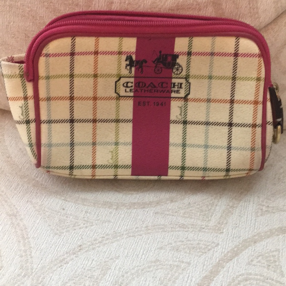 Coach legacy stripe small cosmetic bag